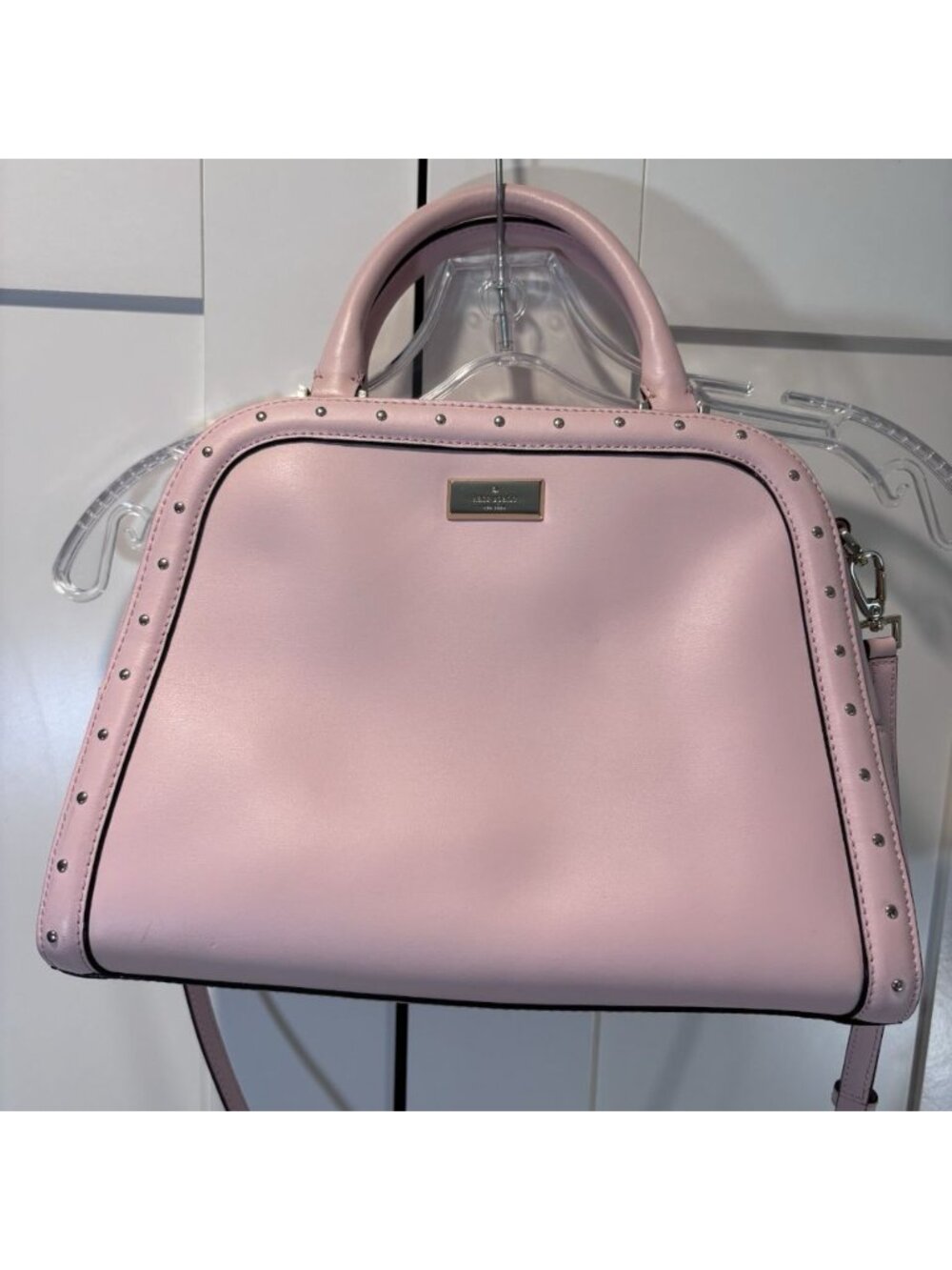 Kate Spade Helena Street Rocki Satchel Cow Leather Light Pink Studded Purse